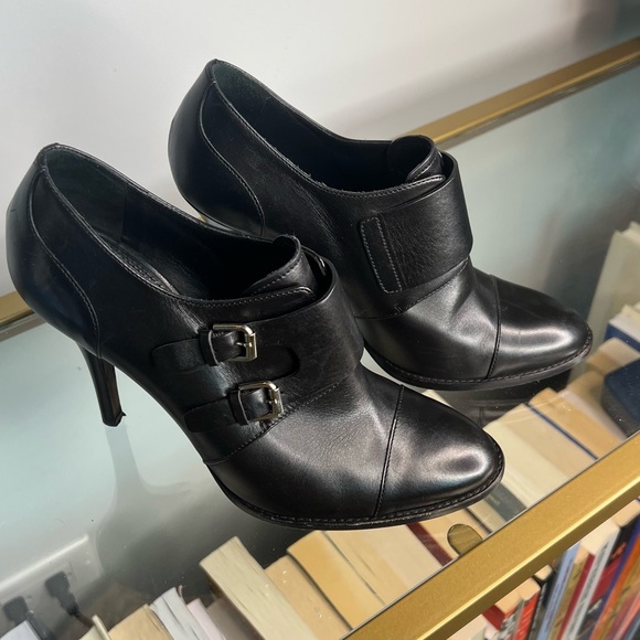 LN Ralph Lauren Black Label Collection Black Ankle Boot Stilettos with Buckles - Picture 3 of 15